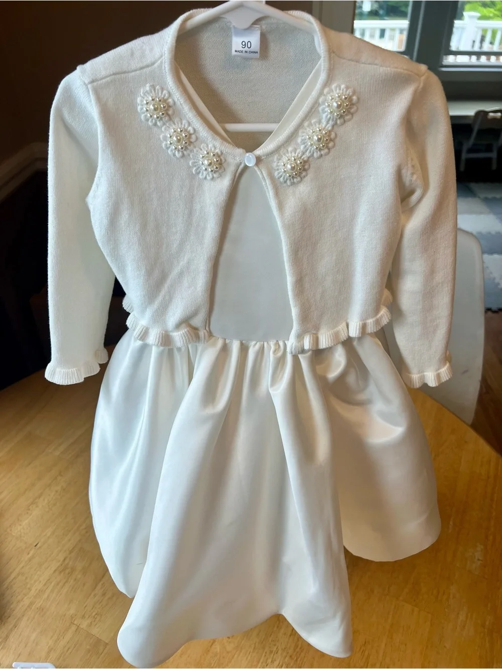 Ivory V-Neck Flower Girl or Baptism Dress